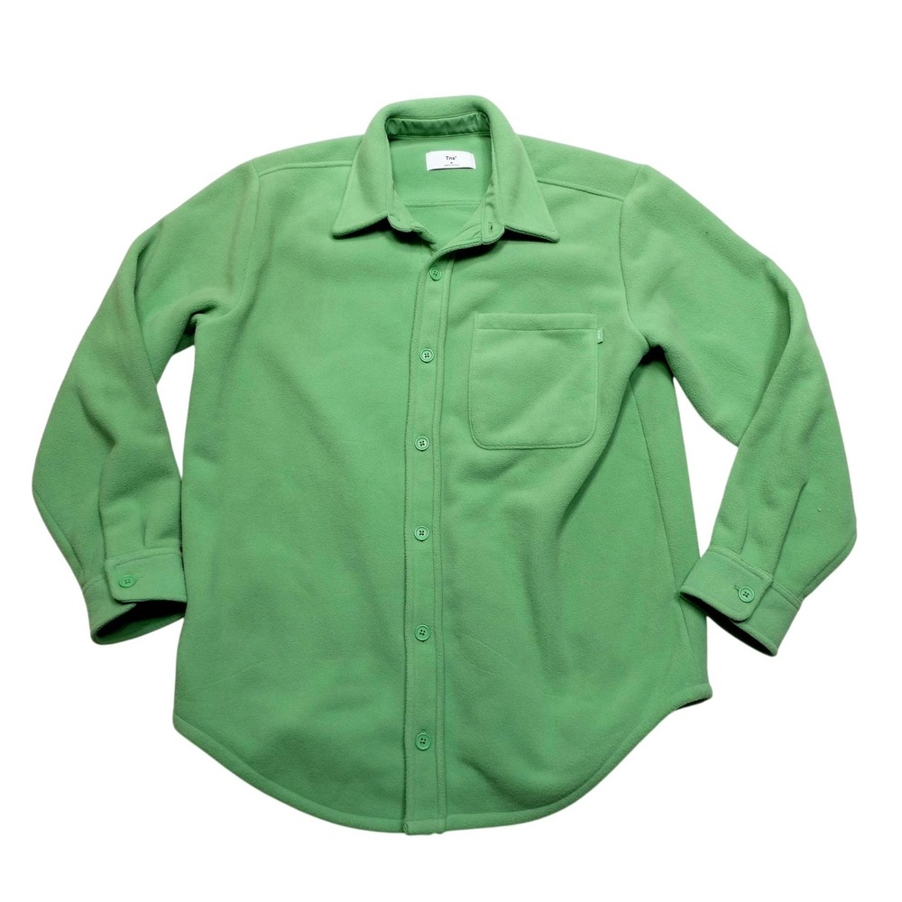 Tna Jacket Womens Medium Green Fleece Shirt Shacket Button‎ Front Pocket Cozy